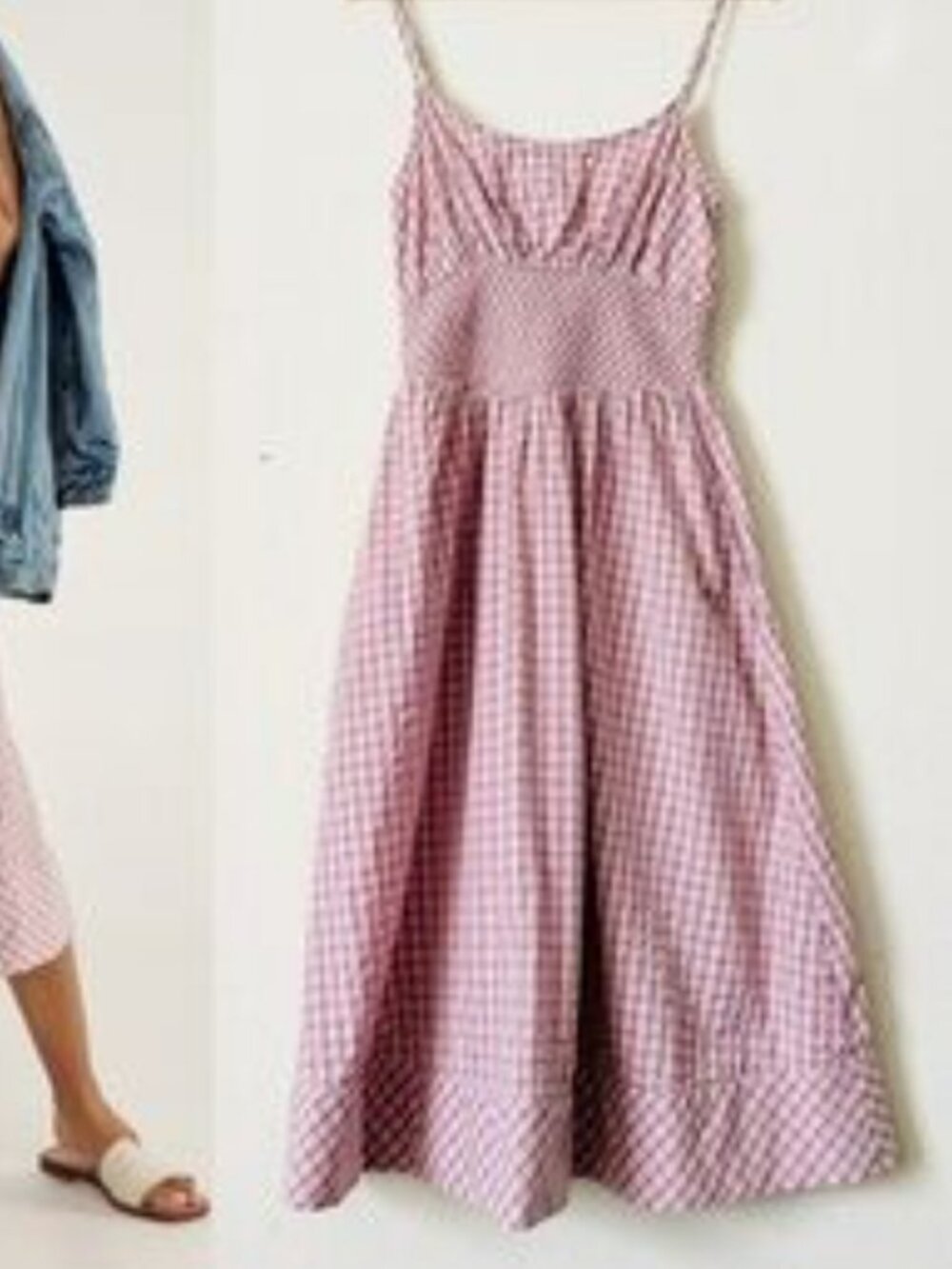 Tecovas Cotton Tank Midi Dress in Pink & Purple Checks